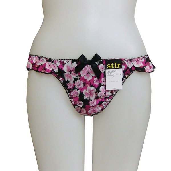Qoo10] ハイビスカスフリルTバックショーツ 花柄