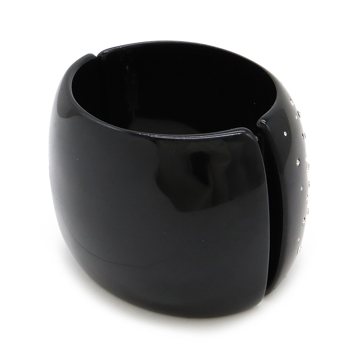 ココマーク バングル ブレスレット 開閉式 プラスチック ラインストーン ブラック 黒 10 ココマーク バングル ブレスレット 開閉式 プラスチック ラインストーン ブラック 黒 10