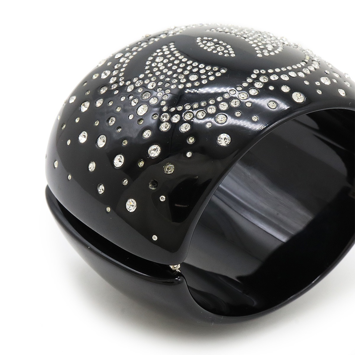 ココマーク バングル ブレスレット 開閉式 プラスチック ラインストーン ブラック 黒 10 ココマーク バングル ブレスレット 開閉式 プラスチック ラインストーン ブラック 黒 10