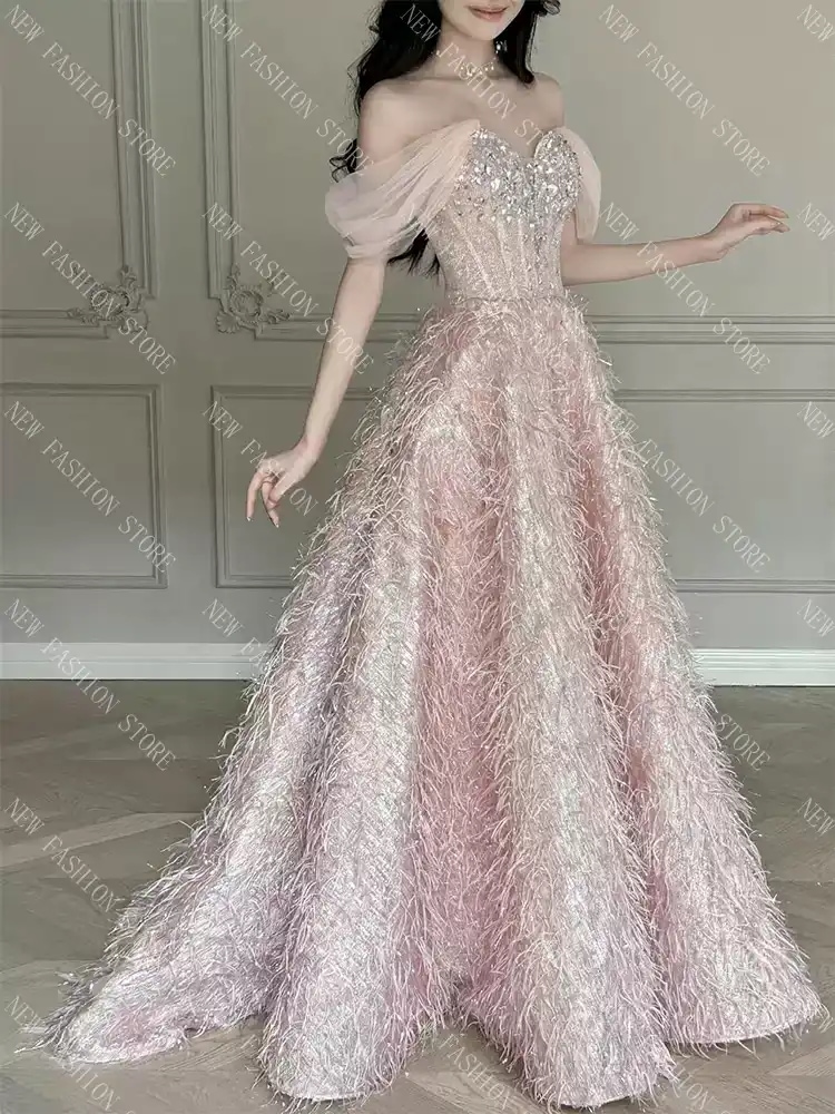 ショルダーレスのイブニングドレス-72