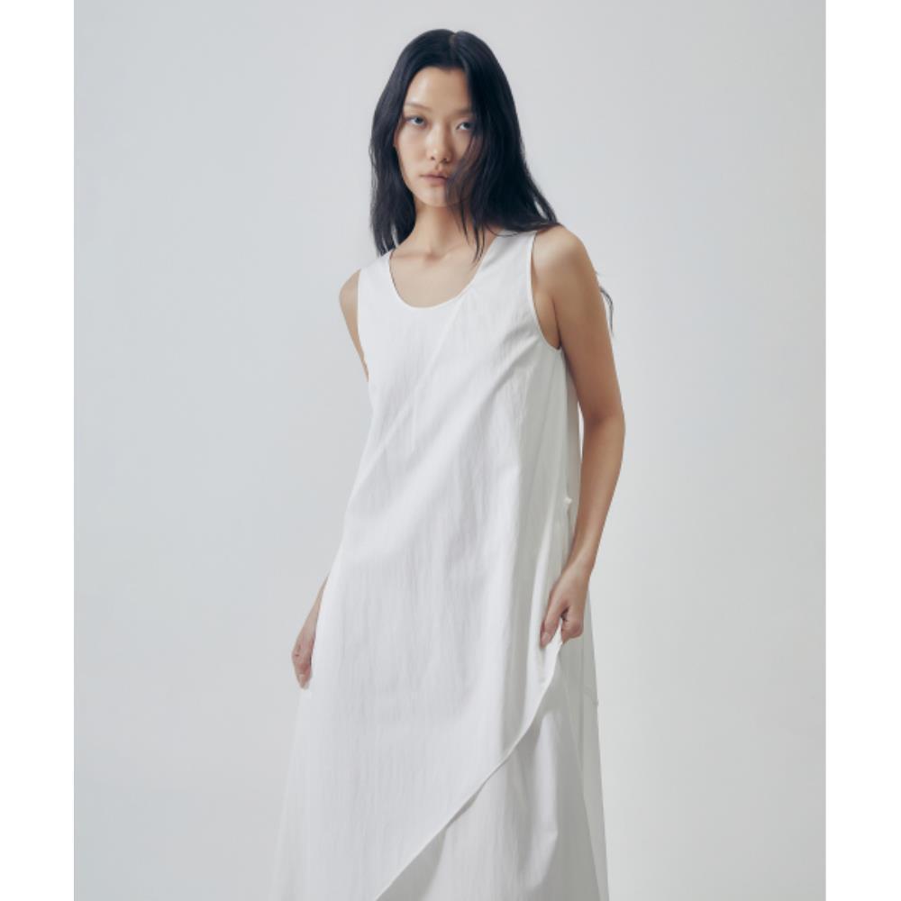 TREEMINGBIRD Layered Asymmetric Draped Dress White TM2 TREEMINGBIRD Layered Asymmetric Draped Dress White TM2