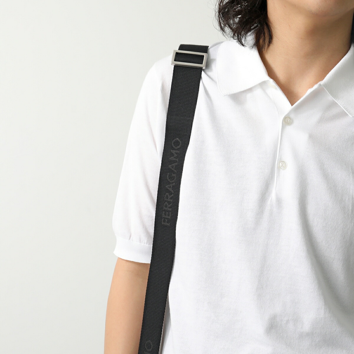 FERRAGAMO フェラガモ ショルダーバッグ TRAVEL EMBOSSED BLOCCO 24 1643 メンズ レザー ガンチーニ クロスボディ 鞄 001/NERO