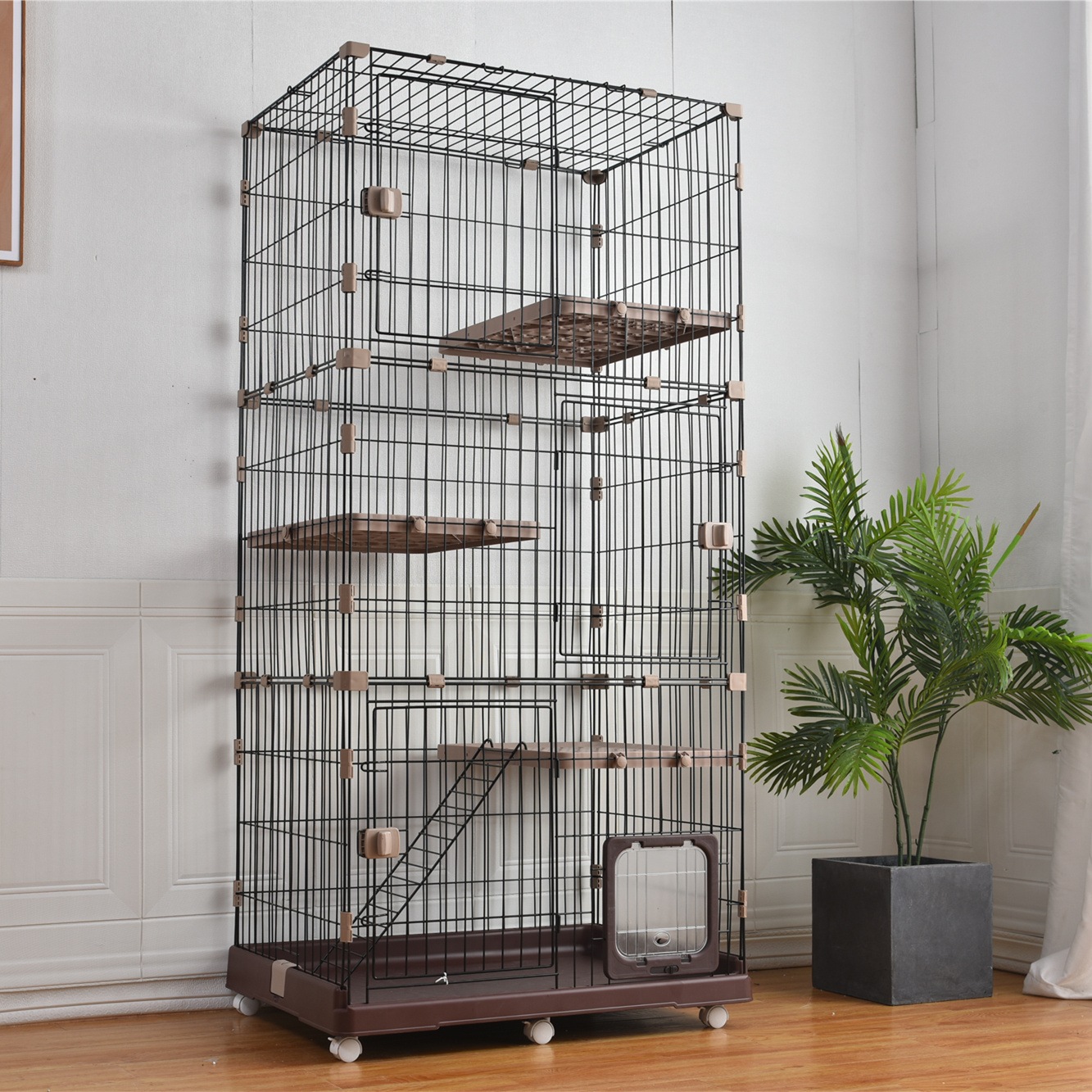 【国内出荷】猫 ケージ 収納型 キャットケージ 3段 1段2段可能 キャスター付 キャットハウス 【ブラウン】 【国内出荷】猫 ケージ 収納型 キャットケージ 3段 1段2段可能 キャスター付 キャットハウス 【ブラウン】
