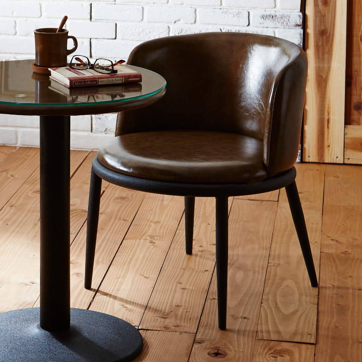 2人用 ダイニングテーブルセット 小さめ 3点セット ダイニング コンパクト カフェテーブル ガラス 丸 テーブル 椅子 チェア 2脚 セット レザー調 レトロ調 パッチワーク風 おしゃれ