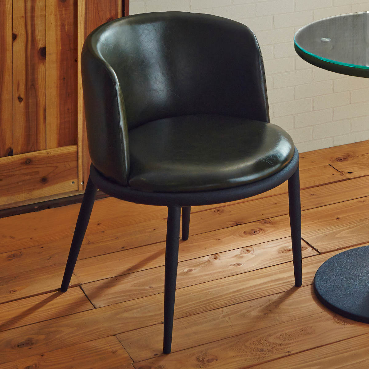 2人用 ダイニングテーブルセット 小さめ 3点セット ダイニング コンパクト カフェテーブル ガラス 丸 テーブル 椅子 チェア 2脚 セット レザー調 レトロ調 パッチワーク風 おしゃれ