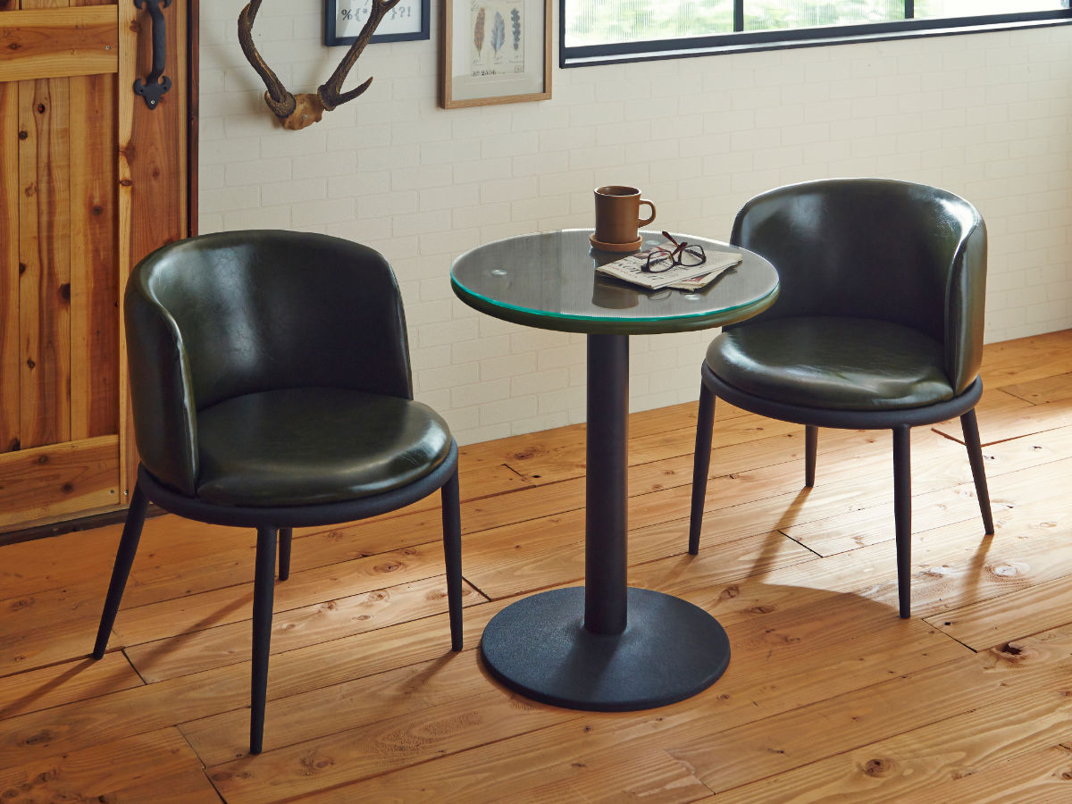 2人用 ダイニングテーブルセット 小さめ 3点セット ダイニング コンパクト カフェテーブル ガラス 丸 テーブル 椅子 チェア 2脚 セット レザー調 レトロ調 パッチワーク風 おしゃれ