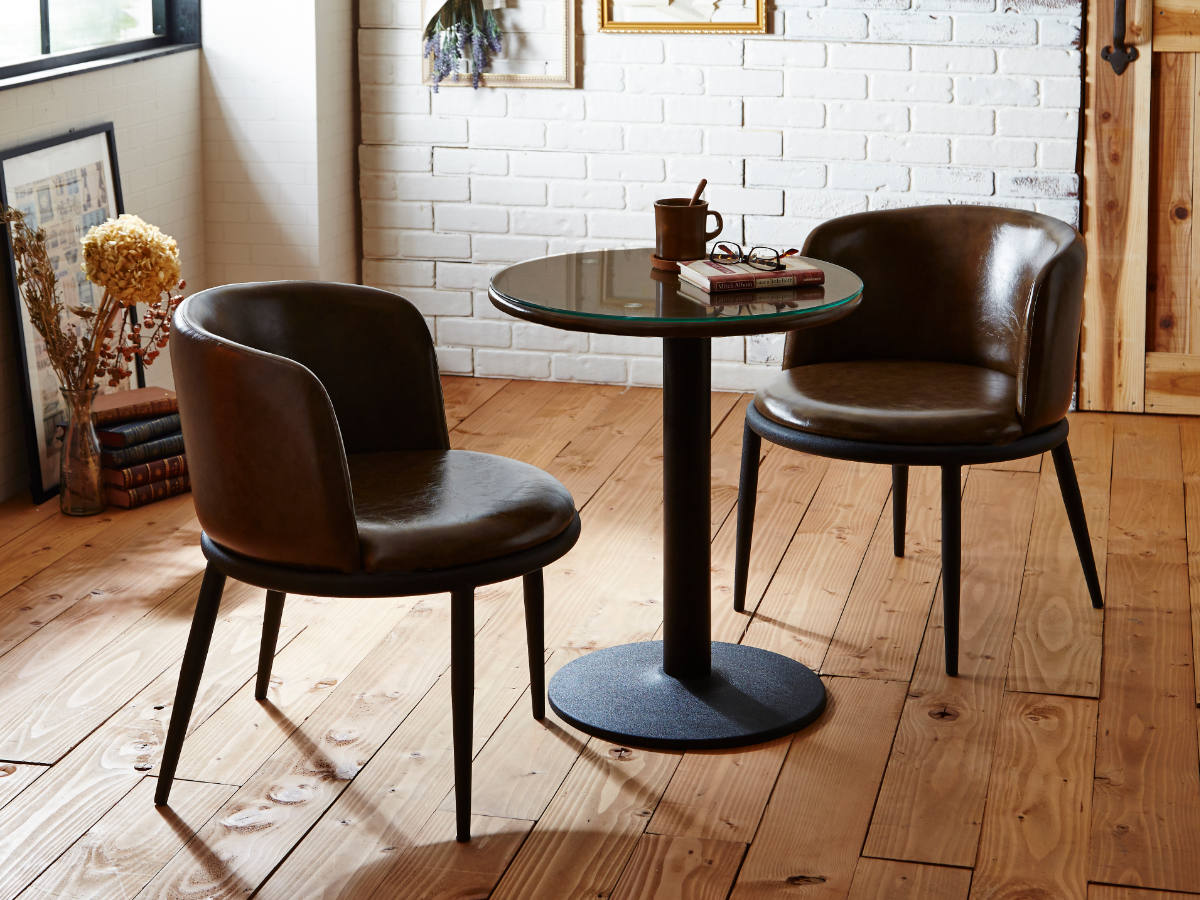 2人用 ダイニングテーブルセット 小さめ 3点セット ダイニング コンパクト カフェテーブル ガラス 丸 テーブル 椅子 チェア 2脚 セット レザー調 レトロ調 パッチワーク風 おしゃれ