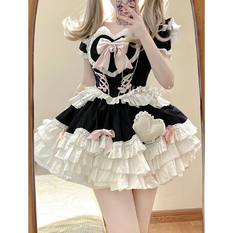 コスプレドレス 复制 かわいい 半袖 リボン本 ワンピース Lolia 洋服 ポンポンスカート 韓国 花嫁 茶会 コスプレドレス 复制 かわいい 半袖 リボン本 ワンピース Lolia 洋服 ポンポンスカート 韓国 花嫁 茶会