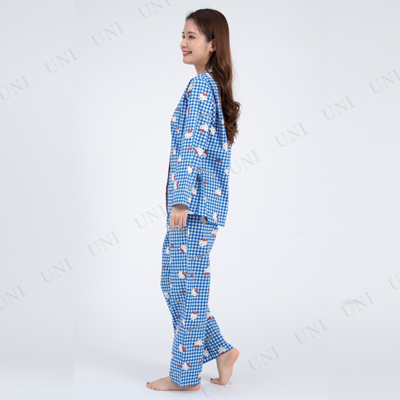 SAZAC(サザック) ギンガムハローキティシャツパジャマ ブルー レディスМ 【 サンリオ 寝巻き 部屋着 レディース ルームウェア ファッション キャラクター 寝間着 大人用 女性用 】 SAZAC(サザック) ギンガムハローキティシャツパジャマ ブルー レディスМ 【 サンリオ 寝巻き 部屋着 レディース ルームウェア ファッション キャラクター 寝間着 大人用 女性用 】