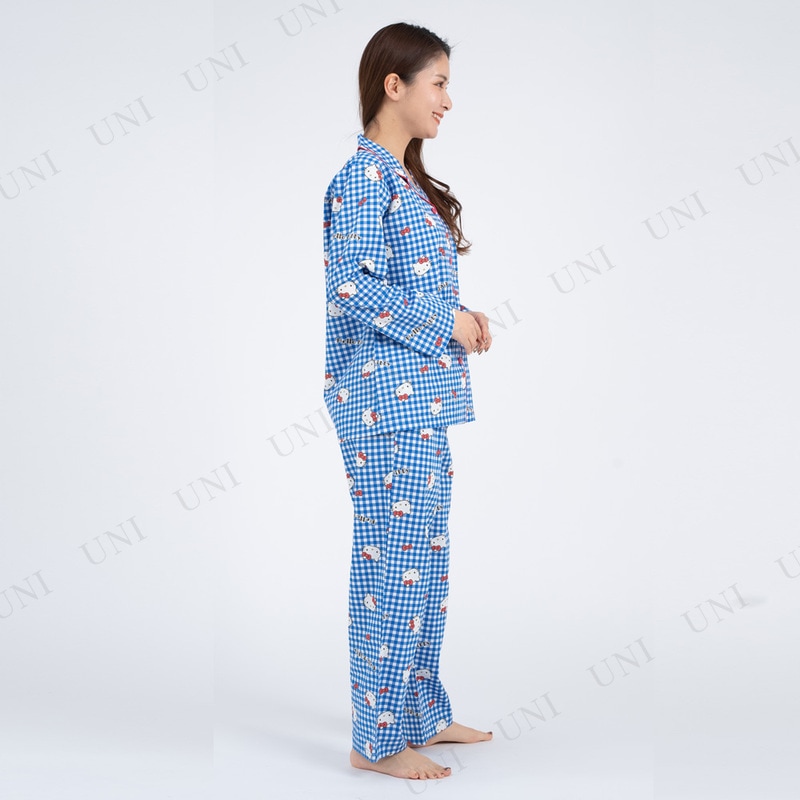SAZAC(サザック) ギンガムハローキティシャツパジャマ ブルー レディスМ 【 サンリオ 寝巻き 部屋着 レディース ルームウェア ファッション キャラクター 寝間着 大人用 女性用 】 SAZAC(サザック) ギンガムハローキティシャツパジャマ ブルー レディスМ 【 サンリオ 寝巻き 部屋着 レディース ルームウェア ファッション キャラクター 寝間着 大人用 女性用 】