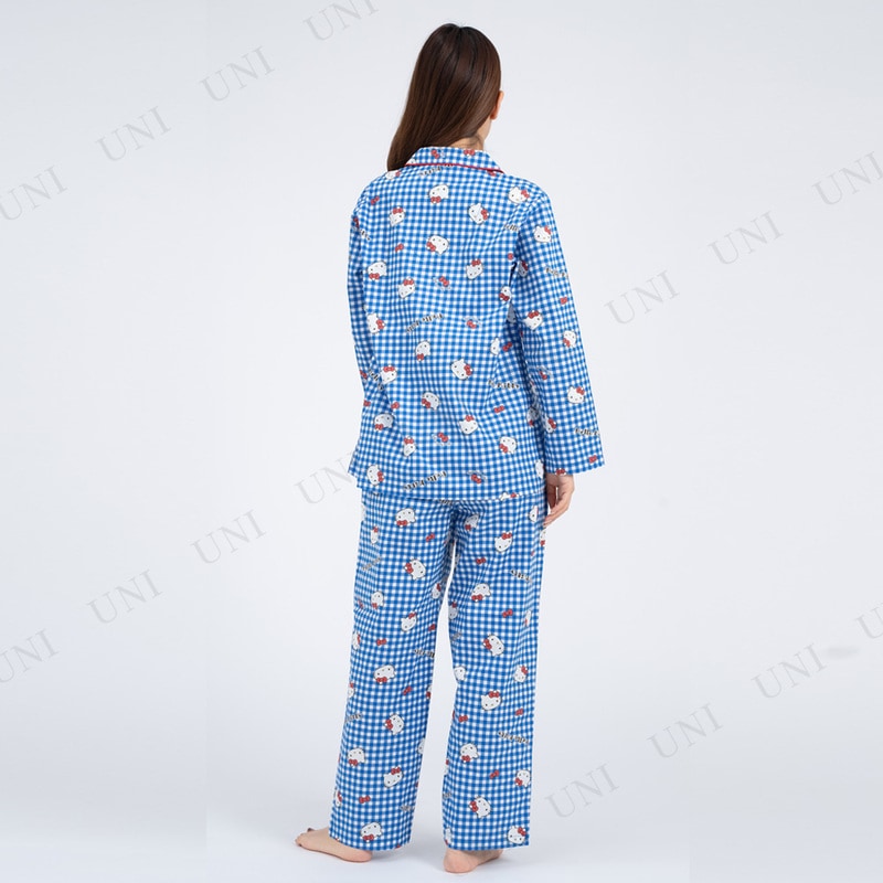 SAZAC(サザック) ギンガムハローキティシャツパジャマ ブルー レディスМ 【 サンリオ 寝巻き 部屋着 レディース ルームウェア ファッション キャラクター 寝間着 大人用 女性用 】 SAZAC(サザック) ギンガムハローキティシャツパジャマ ブルー レディスМ 【 サンリオ 寝巻き 部屋着 レディース ルームウェア ファッション キャラクター 寝間着 大人用 女性用 】