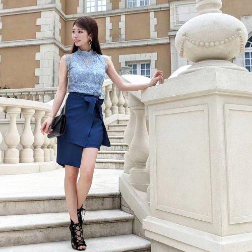 キャバドレス ナイトドレス ミニドレス セットアップ ツーピース ハイウエスト ノースリーブ タイト リボン レース レディース ブルー グラシア キャバドレス ナイトドレス ミニドレス セットアップ ツーピース ハイウエスト ノースリーブ タイト リボン レース レディース ブルー グラシア