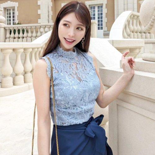 キャバドレス ナイトドレス ミニドレス セットアップ ツーピース ハイウエスト ノースリーブ タイト リボン レース レディース ブルー グラシア キャバドレス ナイトドレス ミニドレス セットアップ ツーピース ハイウエスト ノースリーブ タイト リボン レース レディース ブルー グラシア