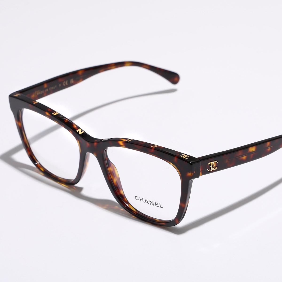 CHANEL シャネル メガネ 3392 レディース スクエア型 ウェリントン型 フルリム セルフレーム 黒縁 べっ甲 CCマーク ココマーク 伊達メガネ ダテ めがね