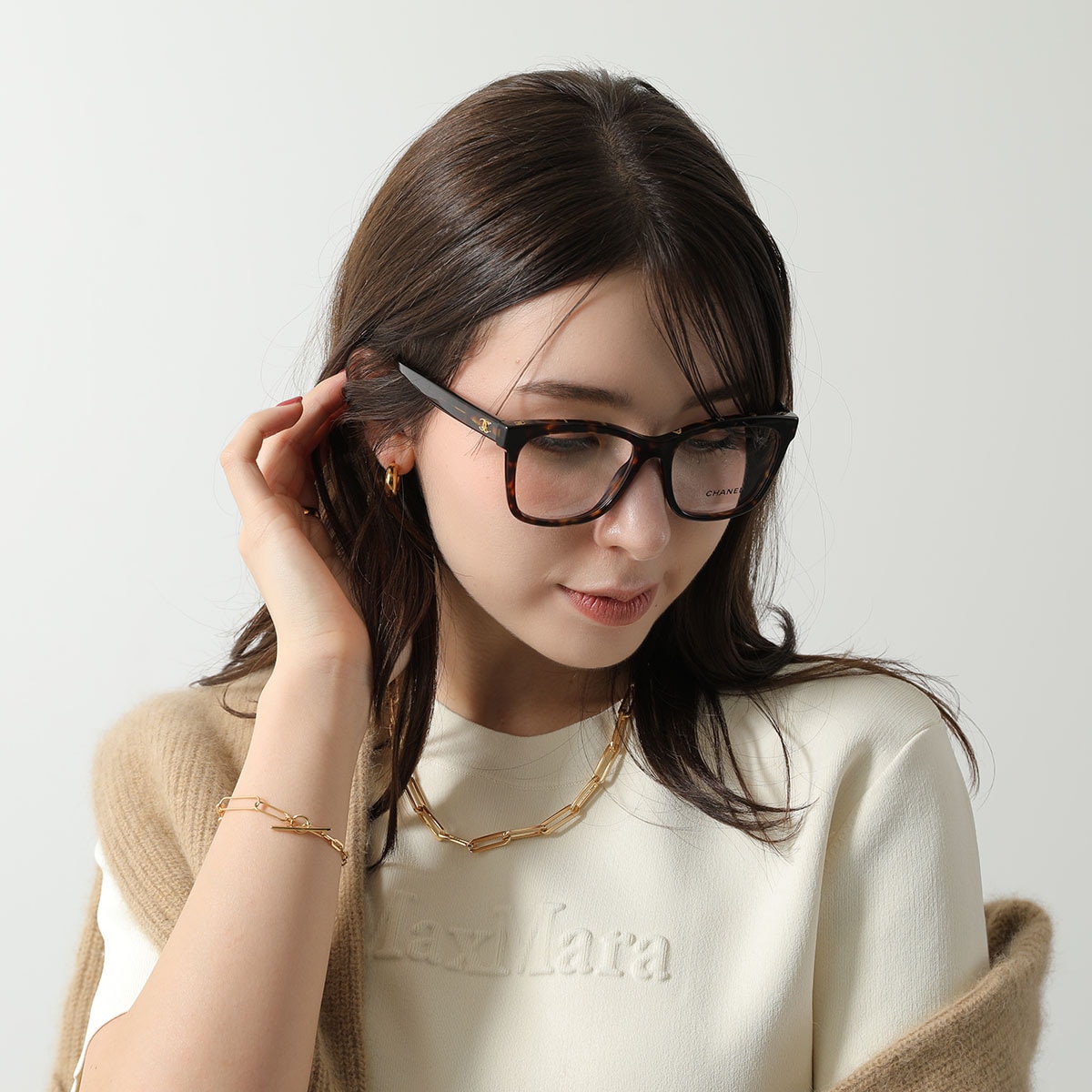 CHANEL シャネル メガネ 3392 レディース スクエア型 ウェリントン型 フルリム セルフレーム 黒縁 べっ甲 CCマーク ココマーク 伊達メガネ ダテ めがね