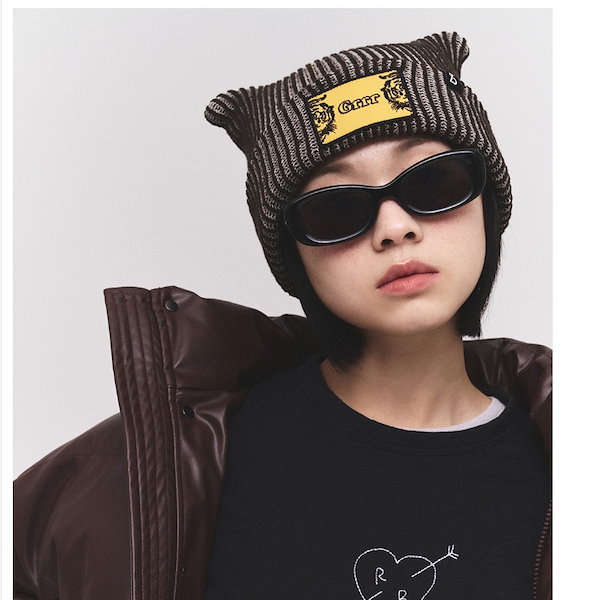 【BLACK SANDS】Animal Wappen Tiger Beanie▲SEVENTEEN着用 Qoo10] Black Sands 【SEVENTEENホシ着用】Anima