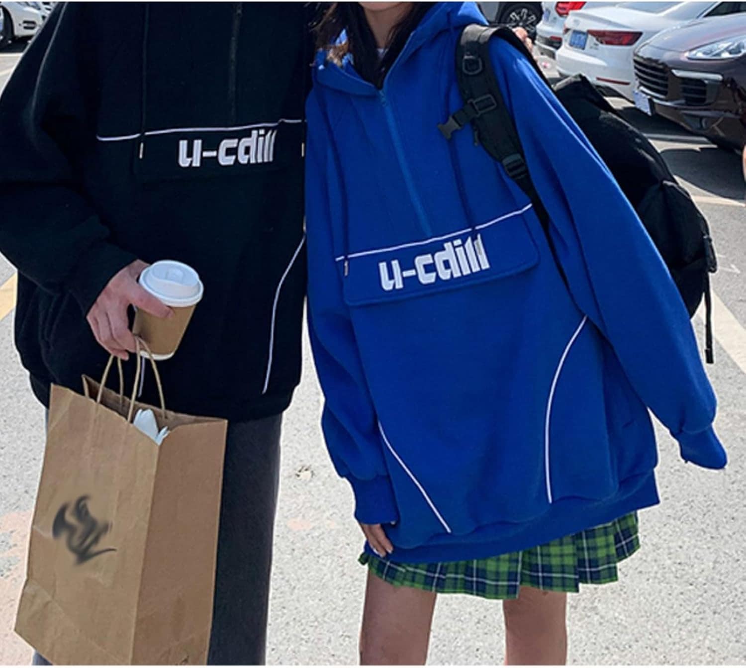 ハーフジップ メンズ レディース ins風 パーカー フルオーバー 長袖 男女兼用 春秋服 カップルルック ストリート系 おしゃれ ソフト 透気 青年 若者 男女兼用 お祭り 散歩 デート レジャー