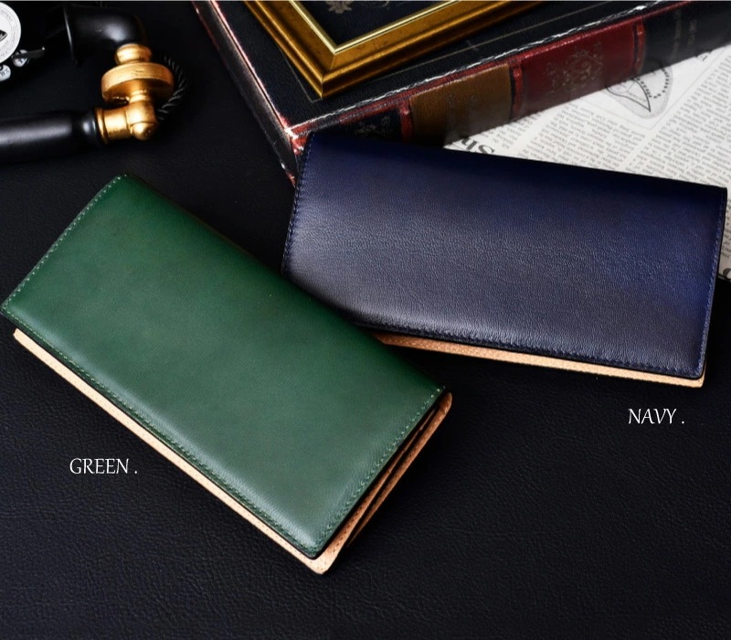 ゴートレザー 本革 長財布 メンズ 札入れ 小銭入れ付 薄い 訳あり 山羊 グラデーション ムラ染 かぶせ ビジネス 男性 ギフト プレゼント