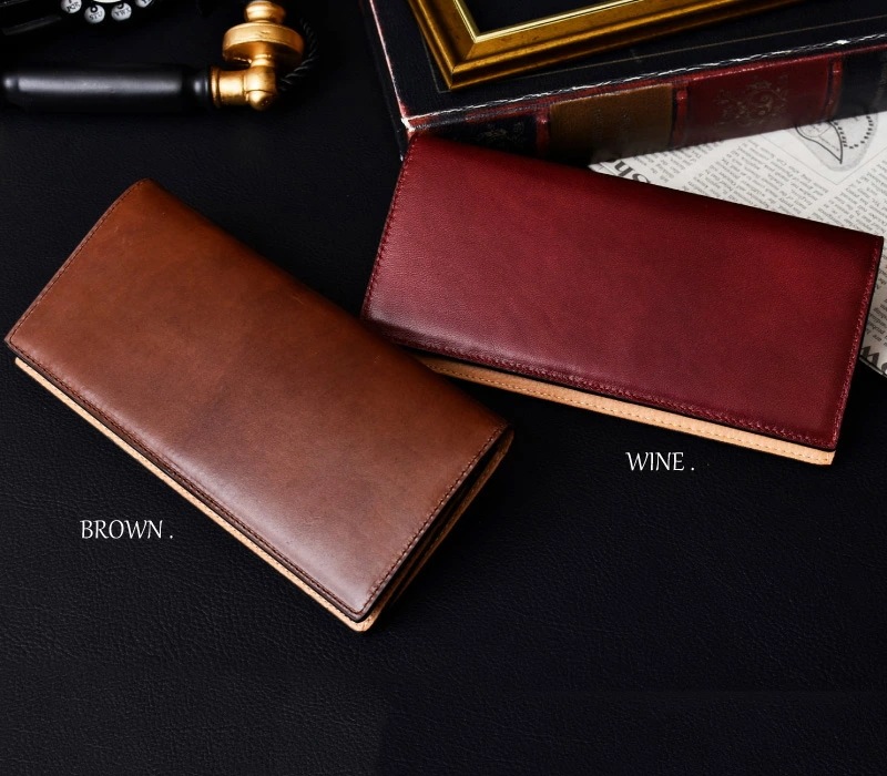 ゴートレザー 本革 長財布 メンズ 札入れ 小銭入れ付 薄い 訳あり 山羊 グラデーション ムラ染 かぶせ ビジネス 男性 ギフト プレゼント