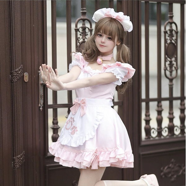 Qoo10] 猫耳メイド服 和風かわいいロリータ プラ