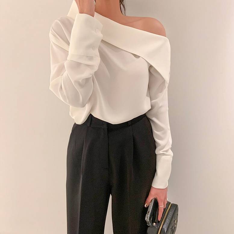 2color ワンショルダー長袖ブラウス トップス ブラウス プルオーバー オフショルダー ワンショル 上品 クール モード系 学生 楽ちん 体型カバー インスタ映え 春夏 春 夏 秋冬 秋 冬 ママ 2color ワンショルダー長袖ブラウス トップス ブラウス プルオーバー オフショルダー ワンショル 上品 クール モード系 学生 楽ちん 体型カバー インスタ映え 春夏 春 夏 秋冬 秋 冬 ママ