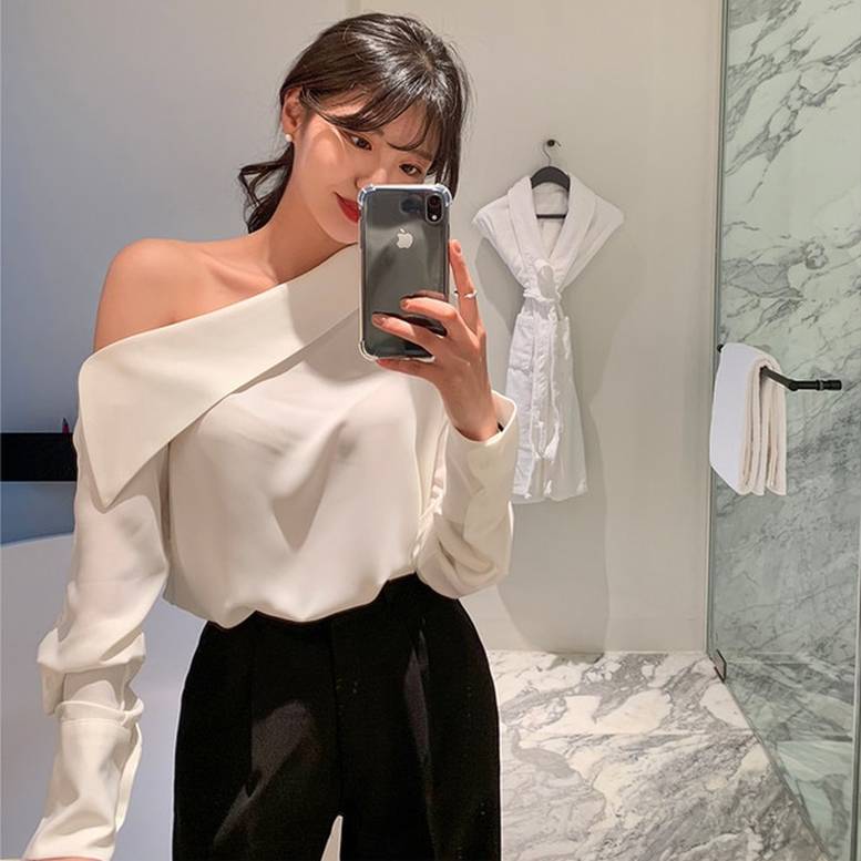 2color ワンショルダー長袖ブラウス トップス ブラウス プルオーバー オフショルダー ワンショル 上品 クール モード系 学生 楽ちん 体型カバー インスタ映え 春夏 春 夏 秋冬 秋 冬 ママ 2color ワンショルダー長袖ブラウス トップス ブラウス プルオーバー オフショルダー ワンショル 上品 クール モード系 学生 楽ちん 体型カバー インスタ映え 春夏 春 夏 秋冬 秋 冬 ママ