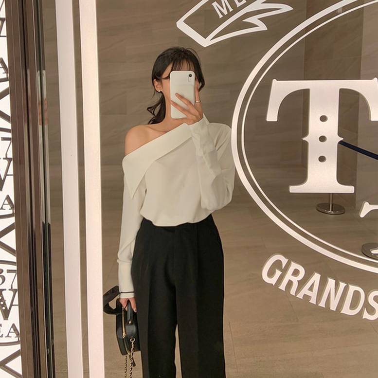 2color ワンショルダー長袖ブラウス トップス ブラウス プルオーバー オフショルダー ワンショル 上品 クール モード系 学生 楽ちん 体型カバー インスタ映え 春夏 春 夏 秋冬 秋 冬 ママ 2color ワンショルダー長袖ブラウス トップス ブラウス プルオーバー オフショルダー ワンショル 上品 クール モード系 学生 楽ちん 体型カバー インスタ映え 春夏 春 夏 秋冬 秋 冬 ママ