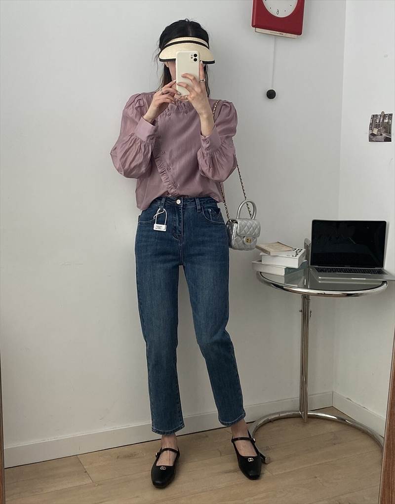 ウォッシュ加工 ジーンズ シガレットパンツ レディース パンツ ボトムス Gパン 9分丈 アンクル丈 ストレート 5ポケット 色落ち加工 ファスナー ハイウエスト ブルーデニム かわいい 大人可愛い