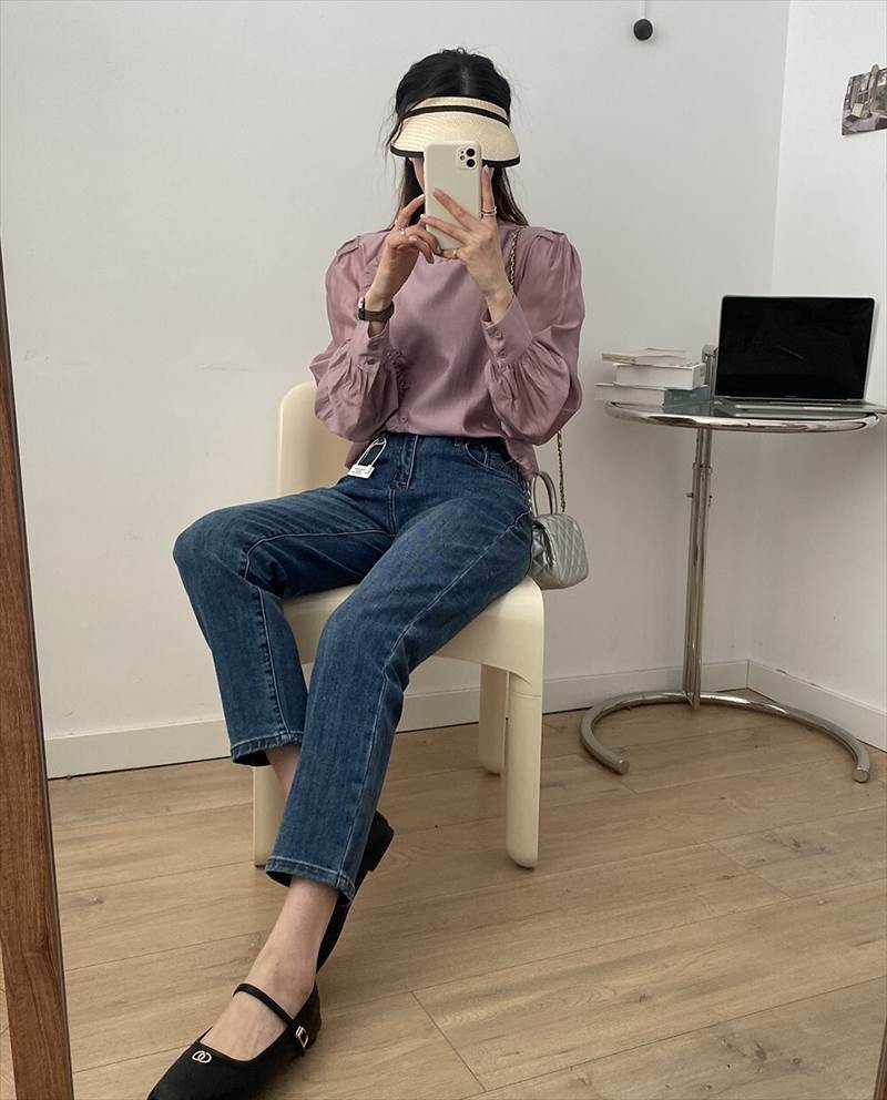 ウォッシュ加工 ジーンズ シガレットパンツ レディース パンツ ボトムス Gパン 9分丈 アンクル丈 ストレート 5ポケット 色落ち加工 ファスナー ハイウエスト ブルーデニム かわいい 大人可愛い