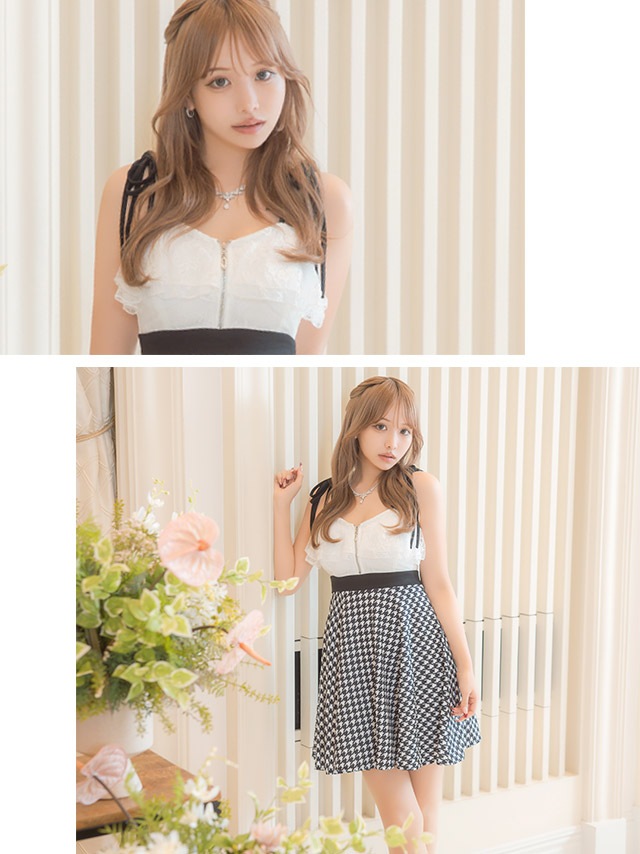 キャバ ドレス ミニ 千鳥柄 フレア リボン レース キャミソール フリル ガーリー ジップデザイン キャミワンピ 大人 セクシー キャバドレス ミニドレス キャバ嬢 キャバクラ ラウンジ スナック キャバ ドレス ミニ 千鳥柄 フレア リボン レース キャミソール フリル ガーリー ジップデザイン キャミワンピ 大人 セクシー キャバドレス ミニドレス キャバ嬢 キャバクラ ラウンジ スナック