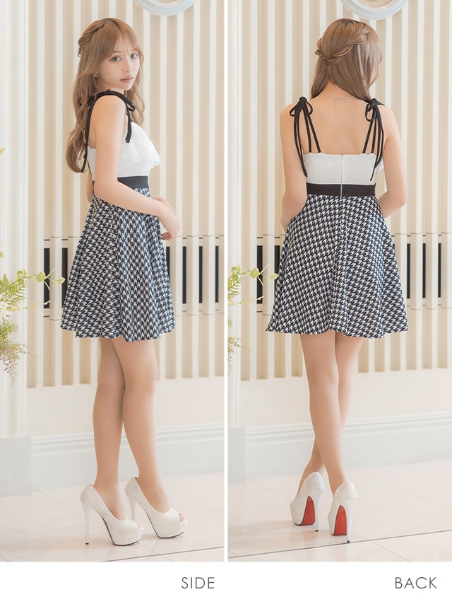 キャバ ドレス ミニ 千鳥柄 フレア リボン レース キャミソール フリル ガーリー ジップデザイン キャミワンピ 大人 セクシー キャバドレス ミニドレス キャバ嬢 キャバクラ ラウンジ スナック キャバ ドレス ミニ 千鳥柄 フレア リボン レース キャミソール フリル ガーリー ジップデザイン キャミワンピ 大人 セクシー キャバドレス ミニドレス キャバ嬢 キャバクラ ラウンジ スナック