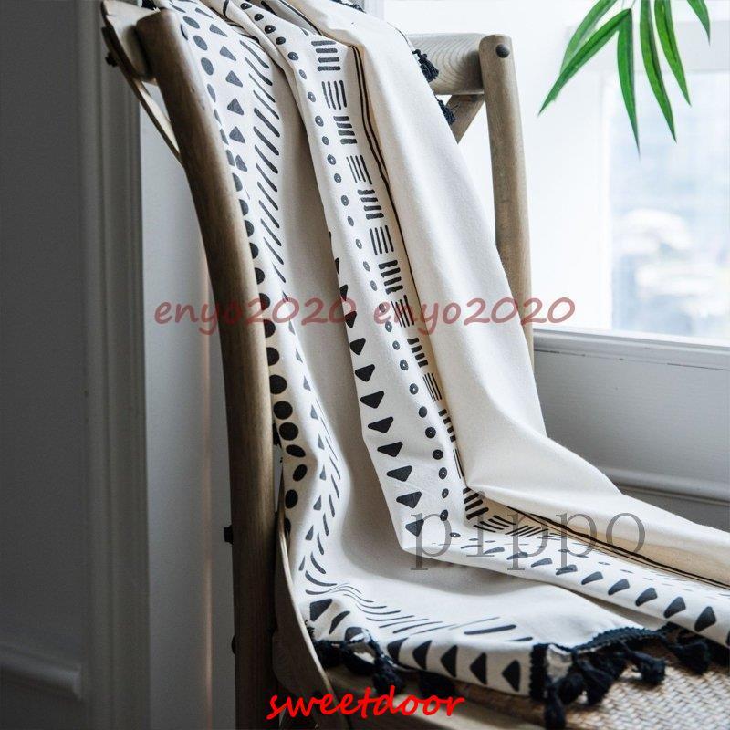 カーテン 間仕切り 突っ張り棒付き ロング のれん 半分遮光 綿麻 白黒 目隠し 仕切り 穴不要 遮光 遮像 洗える 巾幅150cm 穴あけ/ポール