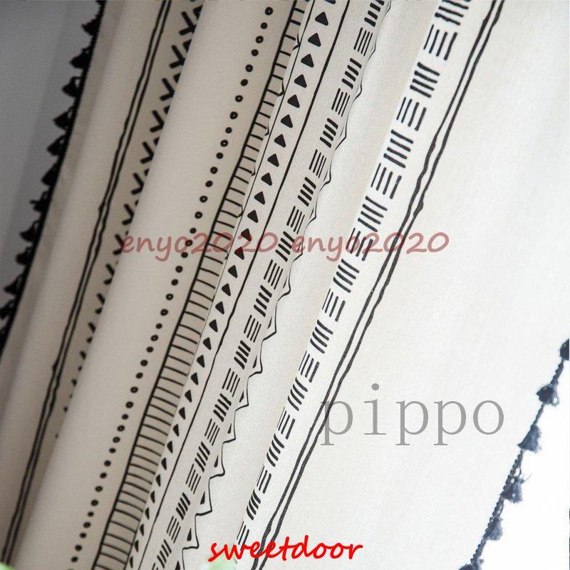 カーテン 間仕切り 突っ張り棒付き ロング のれん 半分遮光 綿麻 白黒 目隠し 仕切り 穴不要 遮光 遮像 洗える 巾幅150cm 穴あけ/ポール