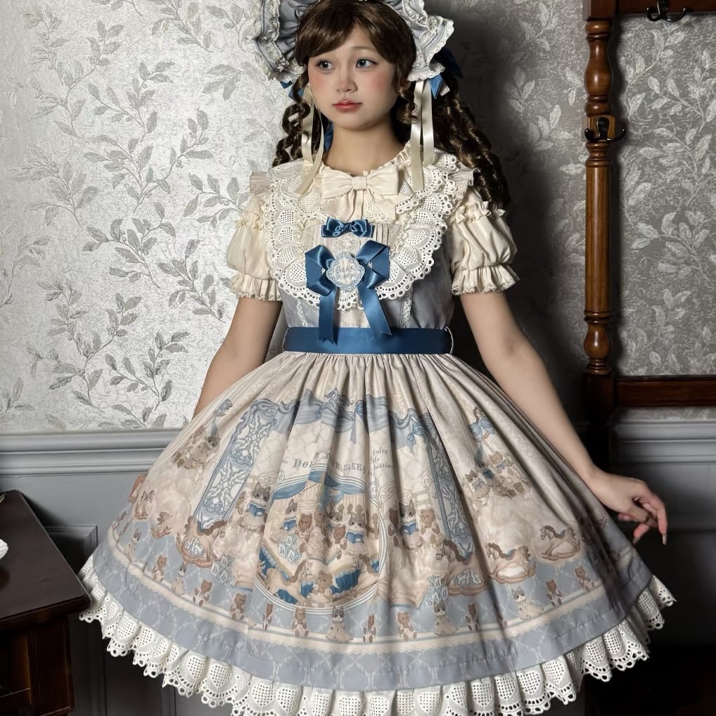 Lolita自制海盐童话纯棉内搭洛丽塔圆领衬衫打底泡泡袖溜肩上衣 Lolita自制海盐童话纯棉内搭洛丽塔圆领衬衫打底泡泡袖溜肩上衣