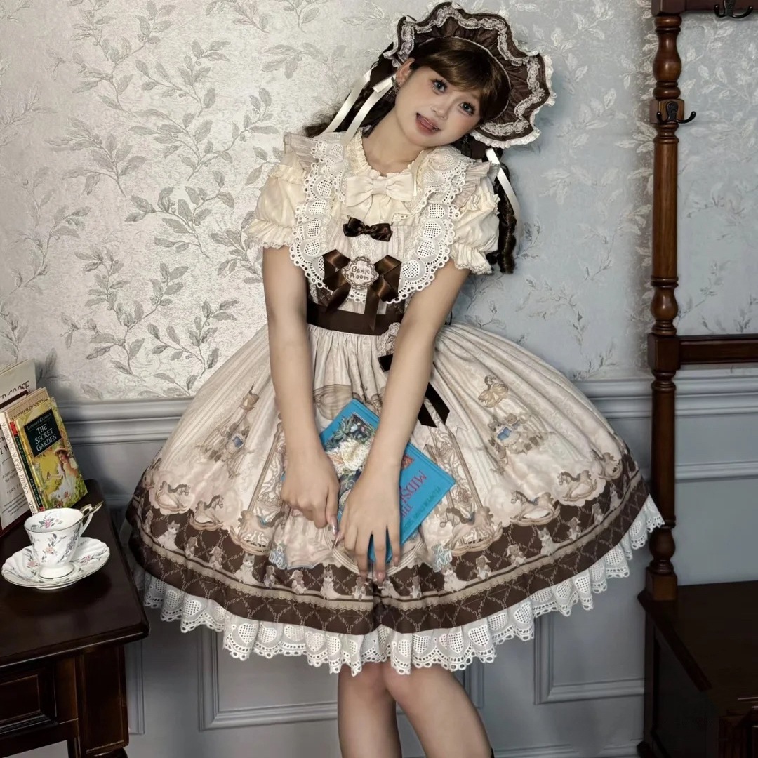 Lolita自制海盐童话纯棉内搭洛丽塔圆领衬衫打底泡泡袖溜肩上衣 Lolita自制海盐童话纯棉内搭洛丽塔圆领衬衫打底泡泡袖溜肩上衣