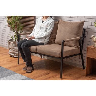 コーデュロイと黒アイアン脚のインダストリアルな2人掛ソファ 北欧 インダストリアル ソファ 黒 ブラック リビング コーデュロイと黒アイアン脚のインダストリアルな2人掛ソファ 北欧 インダストリアル ソファ 黒 ブラック リビング