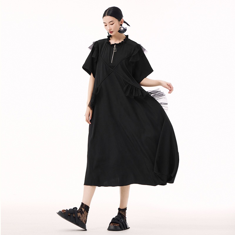 半袖 チュールドッキング ワンピース おしゃれ レディース ロングワンピース 関連商品購入可能 半袖 チュールドッキング ワンピース おしゃれ レディース ロングワンピース 関連商品購入可能