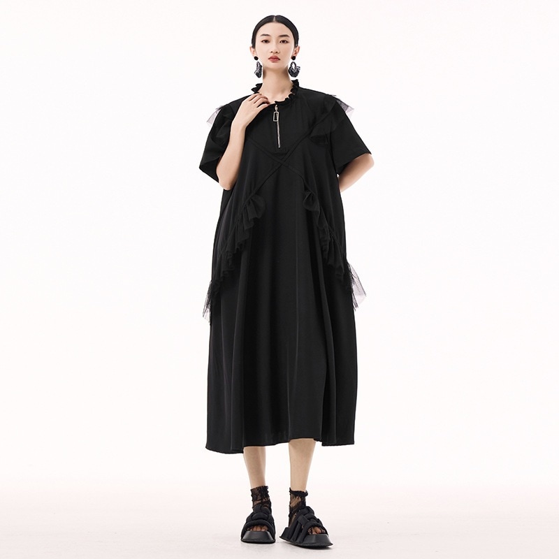 半袖 チュールドッキング ワンピース おしゃれ レディース ロングワンピース 関連商品購入可能 半袖 チュールドッキング ワンピース おしゃれ レディース ロングワンピース 関連商品購入可能