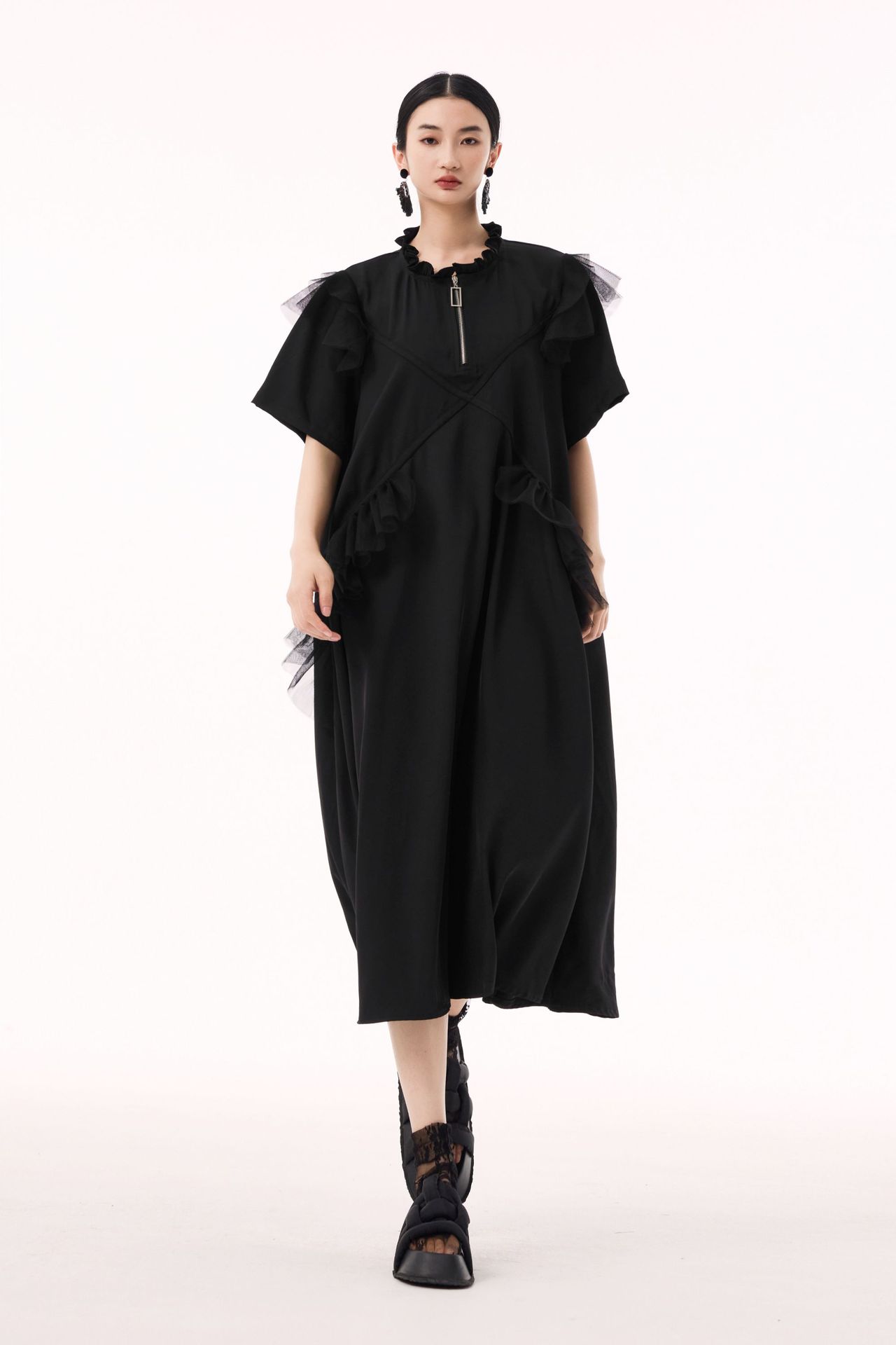 半袖 チュールドッキング ワンピース おしゃれ レディース ロングワンピース 関連商品購入可能 半袖 チュールドッキング ワンピース おしゃれ レディース ロングワンピース 関連商品購入可能