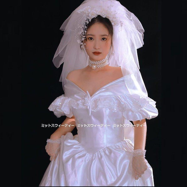 ✨Sale✨ウェディングドレス　ホワイト　韓国風　前撮り　Mサイズ Qoo10] 韓国ファッション前撮り シック 結婚式