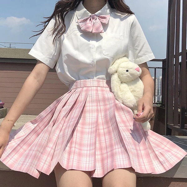 Qoo10] ピンクのプリーツミニスカート,冬服,黒,