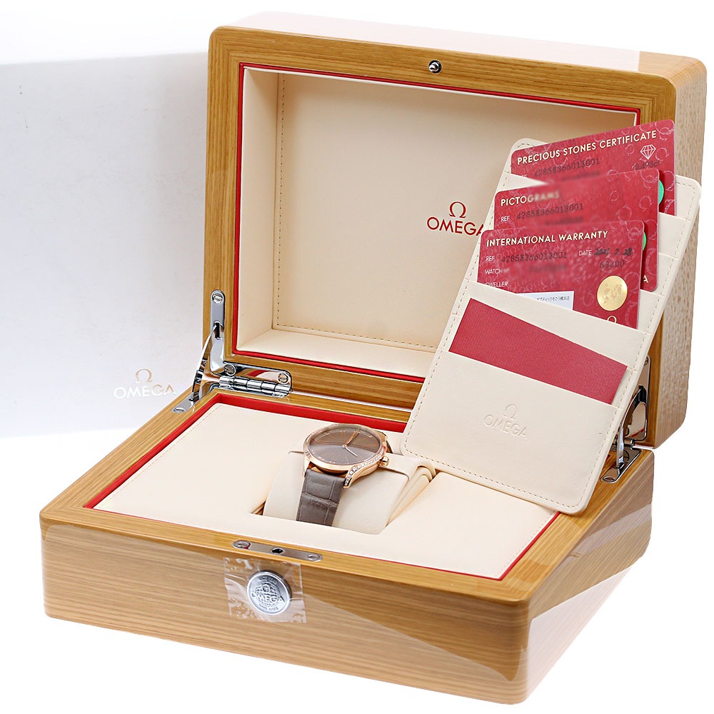 オメガ OMEGA 428.58.36.60.13.001 デビル トレゾア K18PG サイドダイヤ クォーツ レディース 美品 箱・保証書付き_791623【中古】 オメガ OMEGA 428.58.36.60.13.001 デビル トレゾア K18PG サイドダイヤ クォーツ レディース 美品 箱・保証書付き_791623【中古】