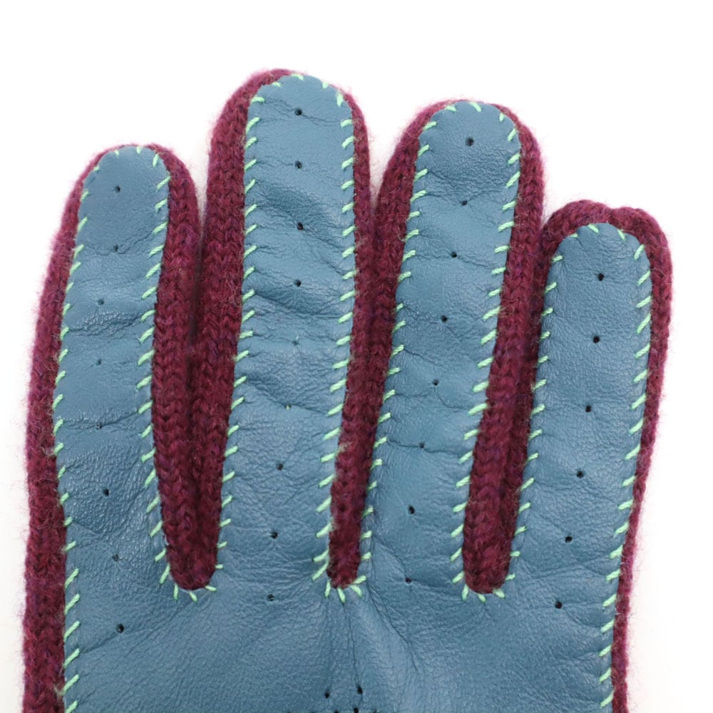 オーブロゴ レザー切替 手袋 ボルドー レディース オーブロゴ レザー切替 手袋 ボルドー レディース