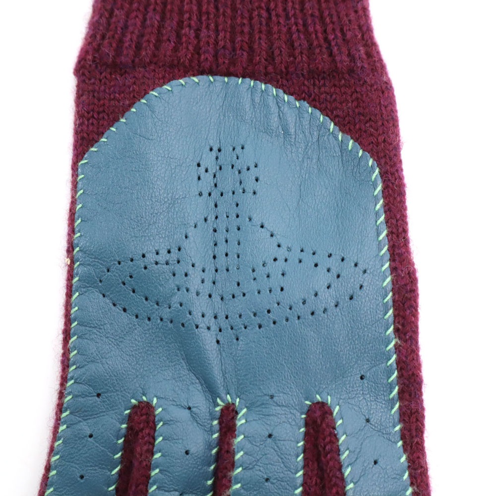 オーブロゴ レザー切替 手袋 ボルドー レディース オーブロゴ レザー切替 手袋 ボルドー レディース