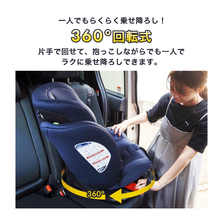 チャイルドシート ベビー ジュニアシート チャイルドシート ISOFIX回転式 ダークブラック ダークグレー デニムブルー (D) メガ割