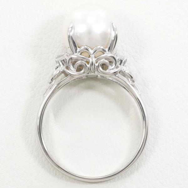 PT900 プラチナ リング 指輪 15号 パール 約10mm ダイヤ 0.07 ジュエリー 中古 PT900 プラチナ リング 指輪 15号 パール 約10mm ダイヤ 0.07 ジュエリー 中古