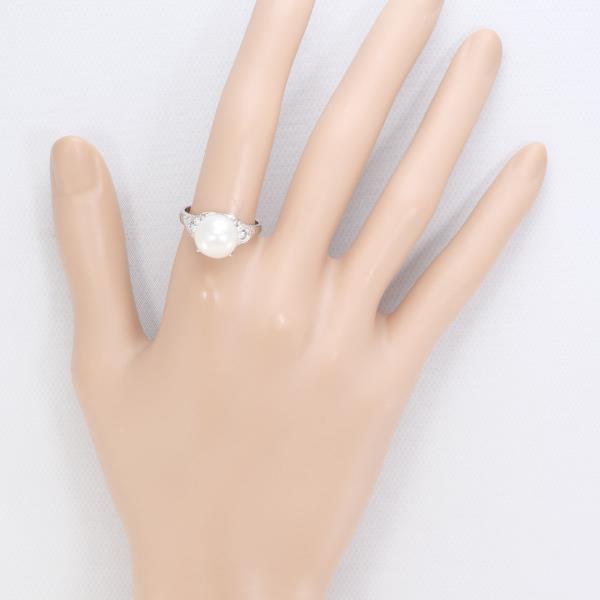 PT900 プラチナ リング 指輪 15号 パール 約10mm ダイヤ 0.07 ジュエリー 中古 PT900 プラチナ リング 指輪 15号 パール 約10mm ダイヤ 0.07 ジュエリー 中古