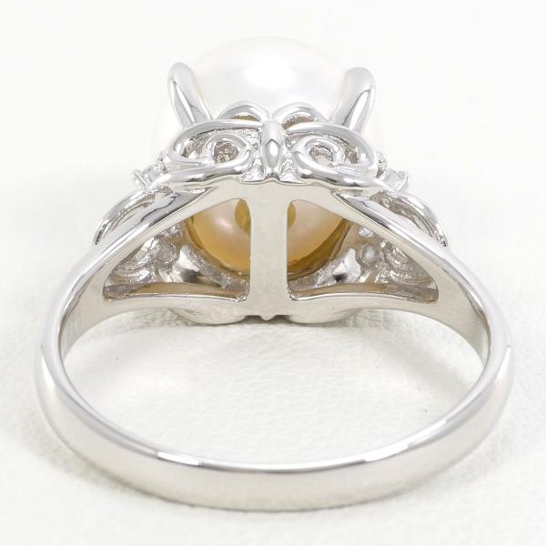 PT900 プラチナ リング 指輪 15号 パール 約10mm ダイヤ 0.07 ジュエリー 中古 PT900 プラチナ リング 指輪 15号 パール 約10mm ダイヤ 0.07 ジュエリー 中古