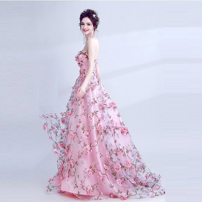 演奏会用ドレス ピンク カラードレス ロングドレス パーティードレス ウェディングドレス 発表会 結