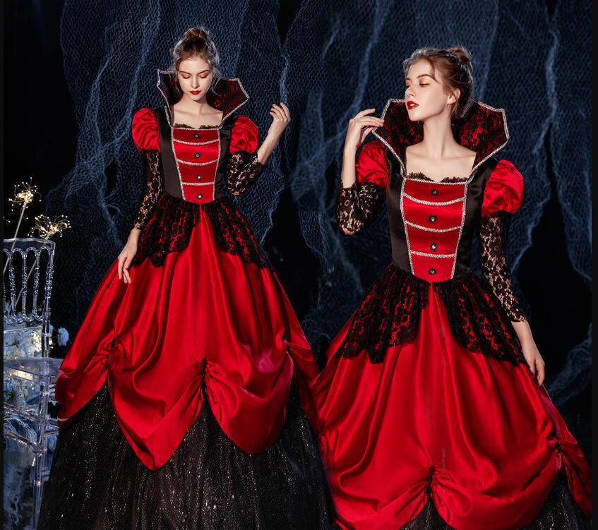 今だけ！セットup ハロウィン 立ち襟 貴族ドレス ステージ衣装 舞台衣装 オペラ声楽 中世貴族風 お姫様ドレス 宮廷中世風 ドレス 復古風cosply 中世ヨーロッパ ステージ衣装 王族服 オペラ